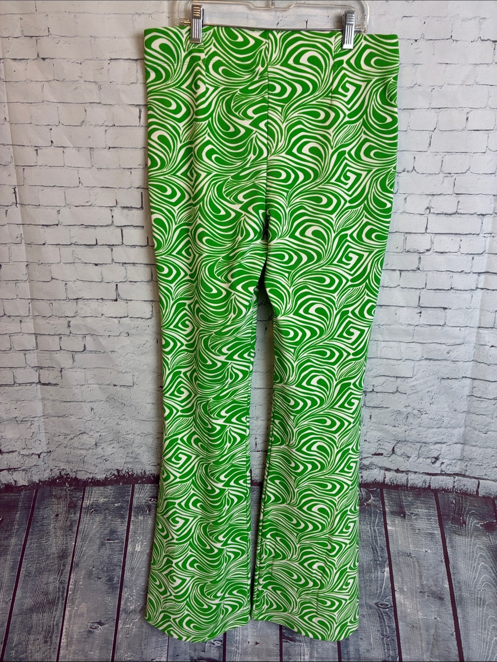 Garage Odessa Green Retro Swirl Flare Pants Size Medium Vintage-inspired 70’s - Picture 8 of 15